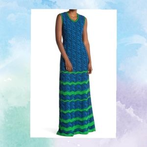 Missoni Patterned Knit Maxi Dress Dark Blue
